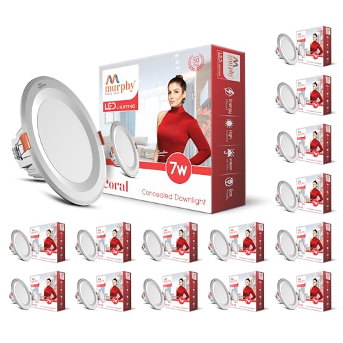 Murphy Polycarbonate Body 7W Coral LED Warm White Round Panel Conceal Down Light | Pack of 15 | Long-Lasting & Flicker-Free LED Light | Suited for 3 Inch Junction Box - Image 1