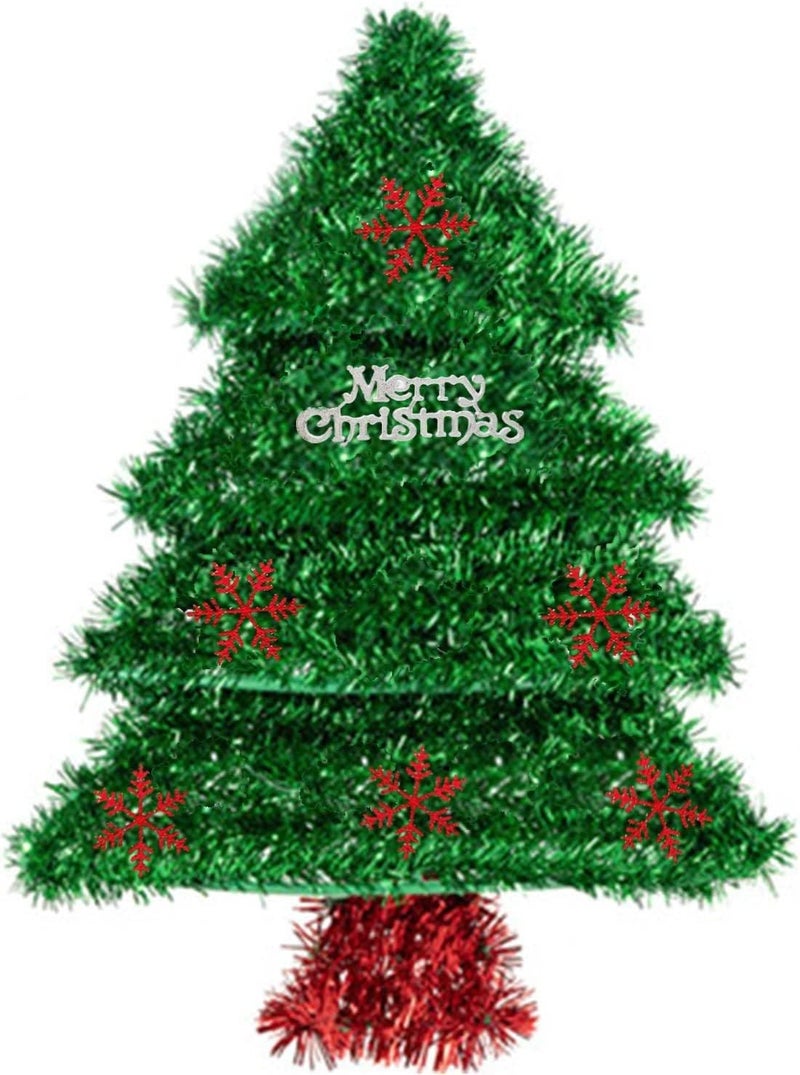 AMFIN (2 Feet) Plastic Frame Tinsel Wall Hanging, Christmas Tree Wreath for Front Door Decoration - Green - Image 1