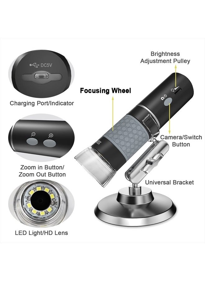 Bysameyee - 4K 3840x2160P Wireless Digital Microscope, Handheld HD USB Microscope Inspection Camera Endoscope 40x-1000x Magnification, Compatible with iPhone iPad Android Phone Tablet Windows Mac PC - Image 1