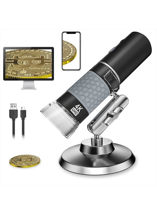 Bysameyee - 4K 3840x2160P Wireless Digital Microscope, Handheld HD USB Microscope Inspection Camera Endoscope 40x-1000x Magnification, Compatible with iPhone iPad Android Phone Tablet Windows Mac PC - Image 1