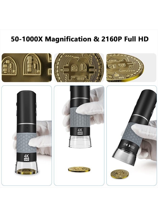 Bysameyee - 4K 3840x2160P Wireless Digital Microscope, Handheld HD USB Microscope Inspection Camera Endoscope 40x-1000x Magnification, Compatible with iPhone iPad Android Phone Tablet Windows Mac PC - Image 1
