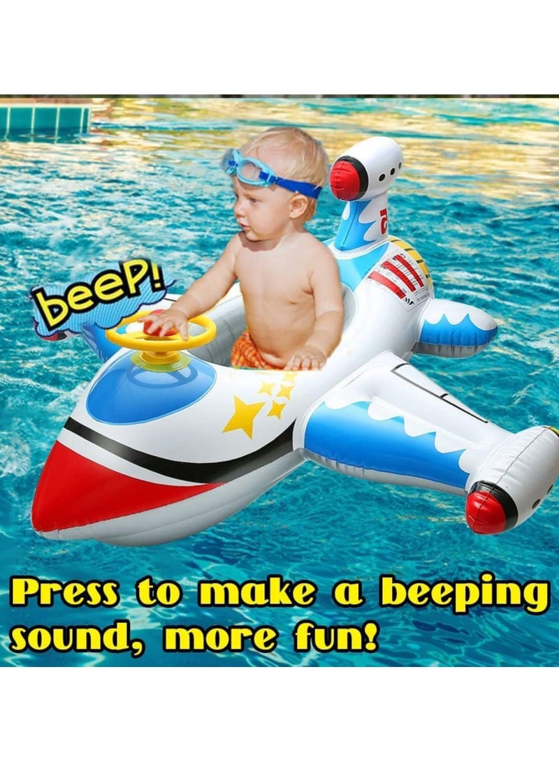 عوامة سباحة قابلة للنفخ للأطفال مع بوق عجلة قيادة للأطفال الصغار من عمر 1 إلى 4 سنوات، عوامة سباحة للأولاد والبنات، مستلزمات الشاطئ - Image 2