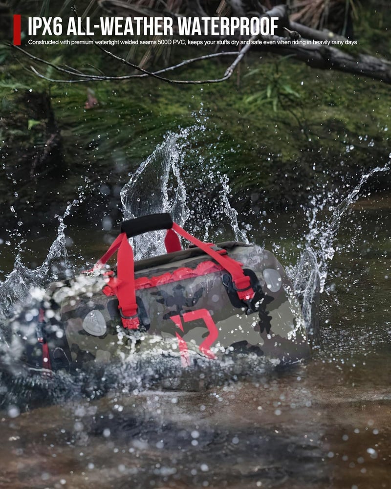 BORLENI Waterproof Motorcycle Dry Bag - 30L Camouflage Duffel Bag with Outer Mesh Pocket - Image 4