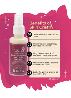 Rustic Art Organic Face & Body Moisturizer Rose Bergamot Face Cream (50Ml) & Blueberry Body Lotion (100Ml) (Mini)  - Image 4