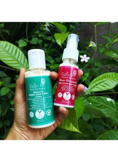 Rustic Art Organic Face & Body Moisturizer Rose Bergamot Face Cream (50Ml) & Blueberry Body Lotion (100Ml) (Mini)  - Image 3