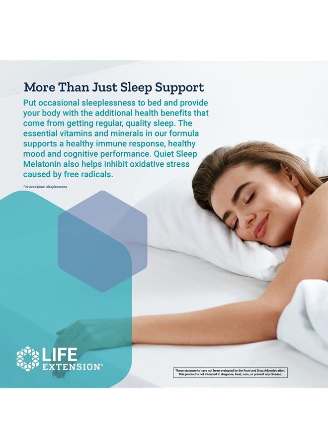 Life Extension Quiet Sleep Melatonin - 5mg of Melatonin Supplement with Vitamin C, B6, B12, Calcium, Magnesium and Inositol for Restful & Healthy Sleep - Non-GMO, Gluten-Free, Vegetarian - 60 Capsules - Image 5