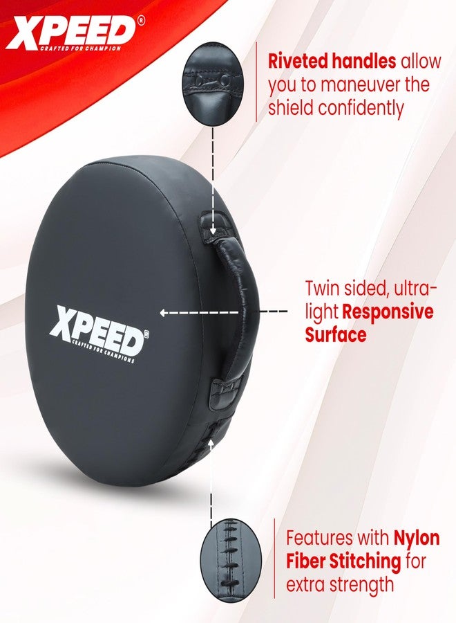 Xpeed Fighter Round Pad for Boxing, MMA, Kickboxing || Generously Padded Leather Grab Handles || Protective Gears (Pack of 1) - Image 4