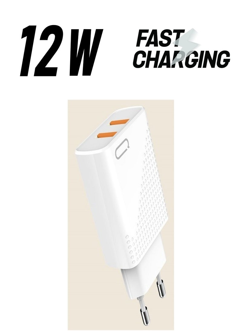 MIQIA 2.4A MIQIA 2 Port USB Charger White  - Image 1
