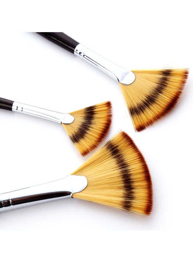Loquat 3-Piece Soft Fan Brush For Acrylic Oil Watercolour Black/Silver/Beige - Image 2