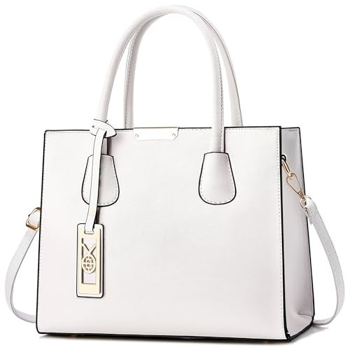 CHICAROUSAL Crossbody Purses and Handbags for Women PU Leather Tote Shoulder Bags Top Handle Satchel (White) - Image 1