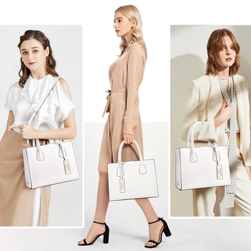 CHICAROUSAL Crossbody Purses and Handbags for Women PU Leather Tote Shoulder Bags Top Handle Satchel (White) - Image 2