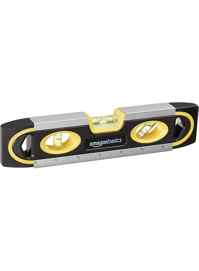 17.78 Cm Magnetic Torpedo Level And Ruler 180 90 45 Degree Bubbles Black  - Image 1