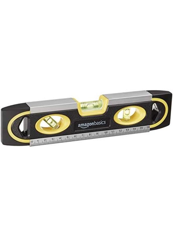 17.78 Cm Magnetic Torpedo Level And Ruler 180 90 45 Degree Bubbles Black  - Image 2