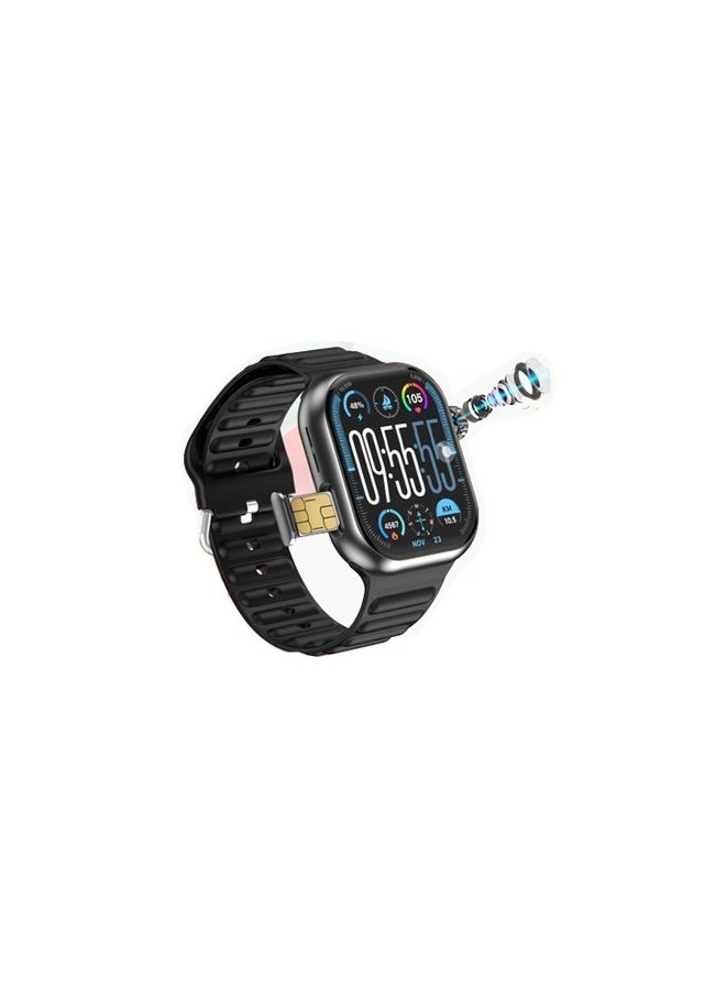 modio Modio ST12 Smart Watch 2.2 Inch Full Screen Display With 4G SIM card Support 3 Pair Straps and Wireless Charger For Ladies and Gents Black  - Image 1