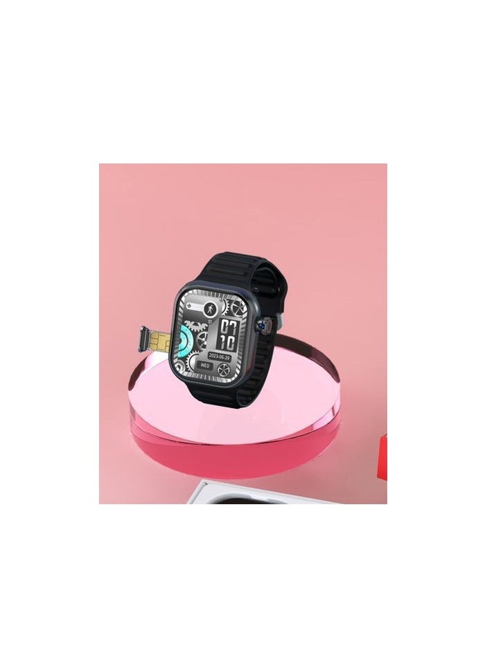 modio Modio ST12 Smart Watch 2.2 Inch Full Screen Display With 4G SIM card Support 3 Pair Straps and Wireless Charger For Ladies and Gents Black  - Image 2