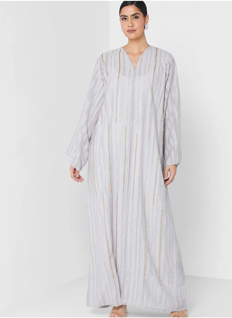 hayas closet Flute Sleeve Embellished Abaya