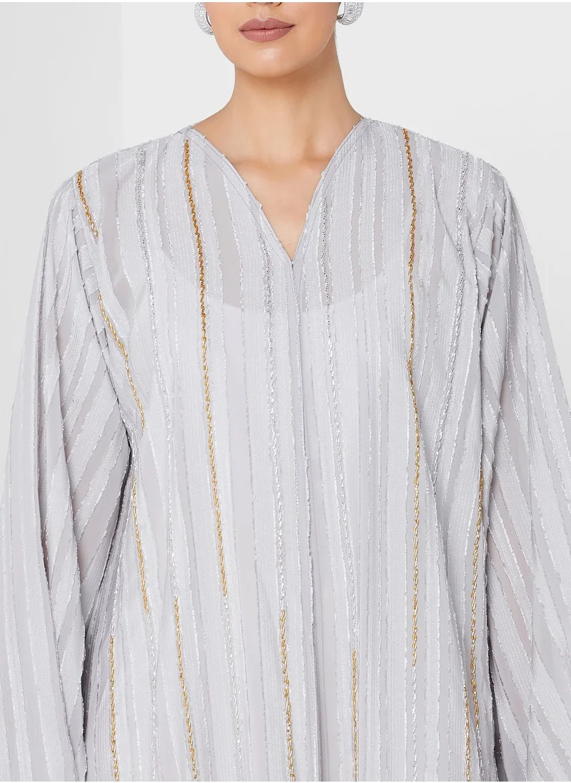 hayas closet Flute Sleeve Embellished Abaya