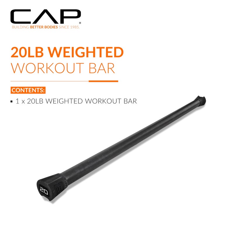 CAP Barbell 20 lb Total Body Workout Weighted Bar - Black | Exercise Bar for Strength Training, Yoga, Pilates, Resistance Training, and Home Gym Workouts - Image 2