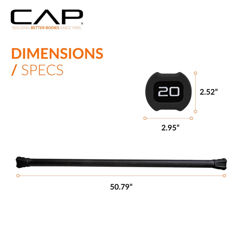 CAP Barbell 20 lb Total Body Workout Weighted Bar - Black | Exercise Bar for Strength Training, Yoga, Pilates, Resistance Training, and Home Gym Workouts - Image 4