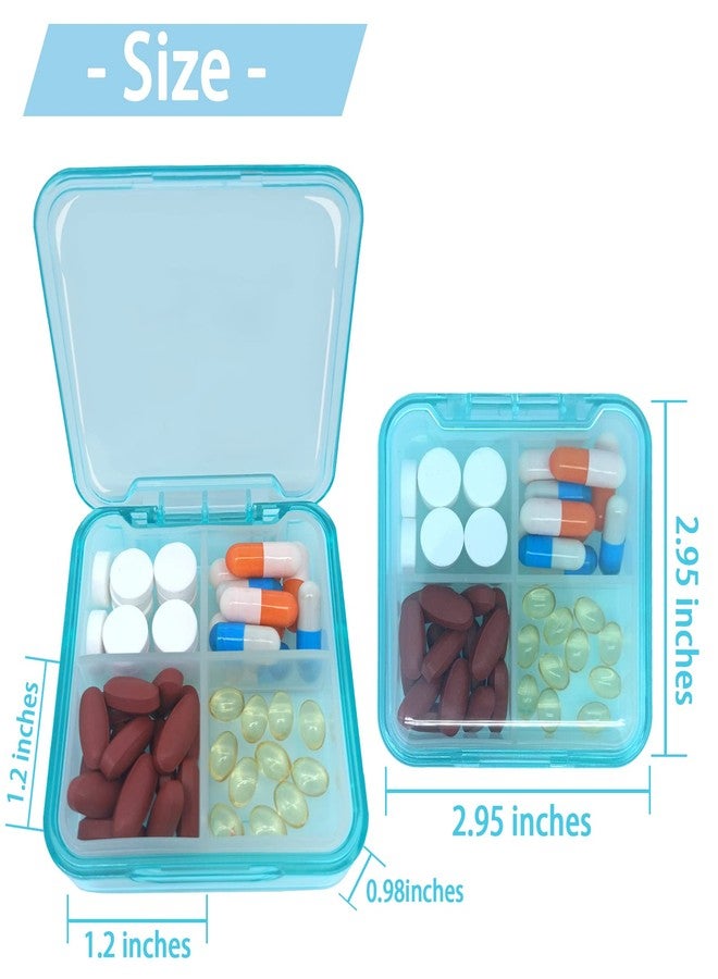 INVODA Pill Case for Pocket Travel Pill Organizer Small Pill Box Portable 4 Compartments Removable Medicine Organizer for Vitamin Fish Oil (Sky Blue - Image 3