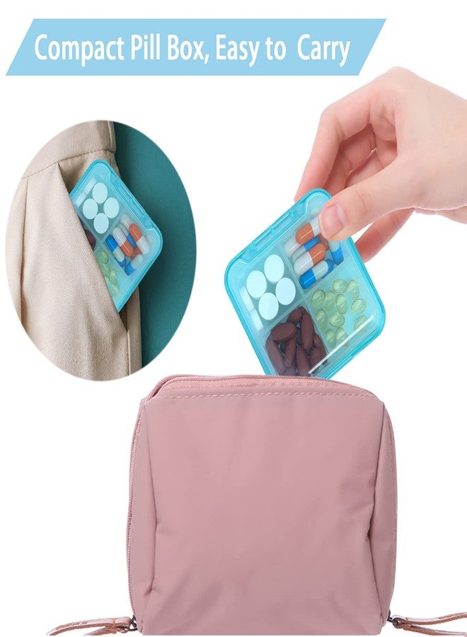 INVODA Pill Case for Pocket Travel Pill Organizer Small Pill Box Portable 4 Compartments Removable Medicine Organizer for Vitamin Fish Oil (Sky Blue - Image 5