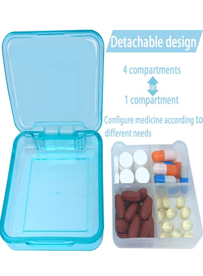 INVODA Pill Case for Pocket Travel Pill Organizer Small Pill Box Portable 4 Compartments Removable Medicine Organizer for Vitamin Fish Oil (Sky Blue - Image 2