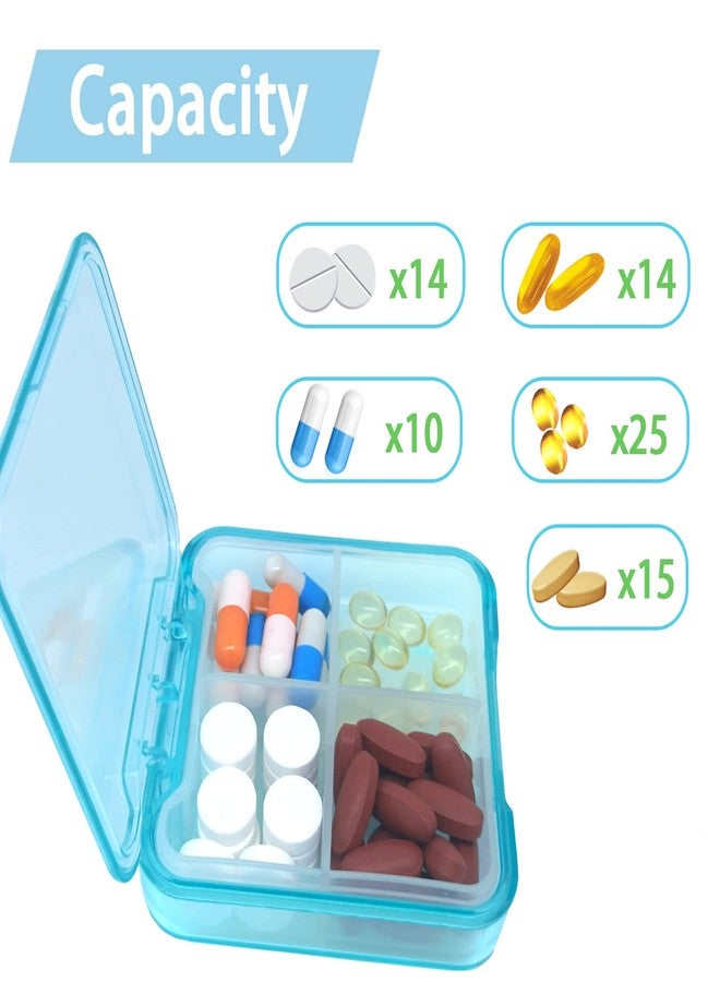 INVODA Pill Case for Pocket Travel Pill Organizer Small Pill Box Portable 4 Compartments Removable Medicine Organizer for Vitamin Fish Oil (Sky Blue - Image 4