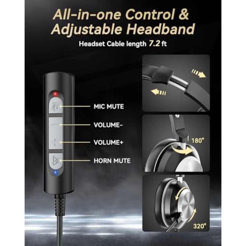 سماعة رأس Voistke USB USB-C/USB/3.5 ملم bt-88f-03 - Image 4