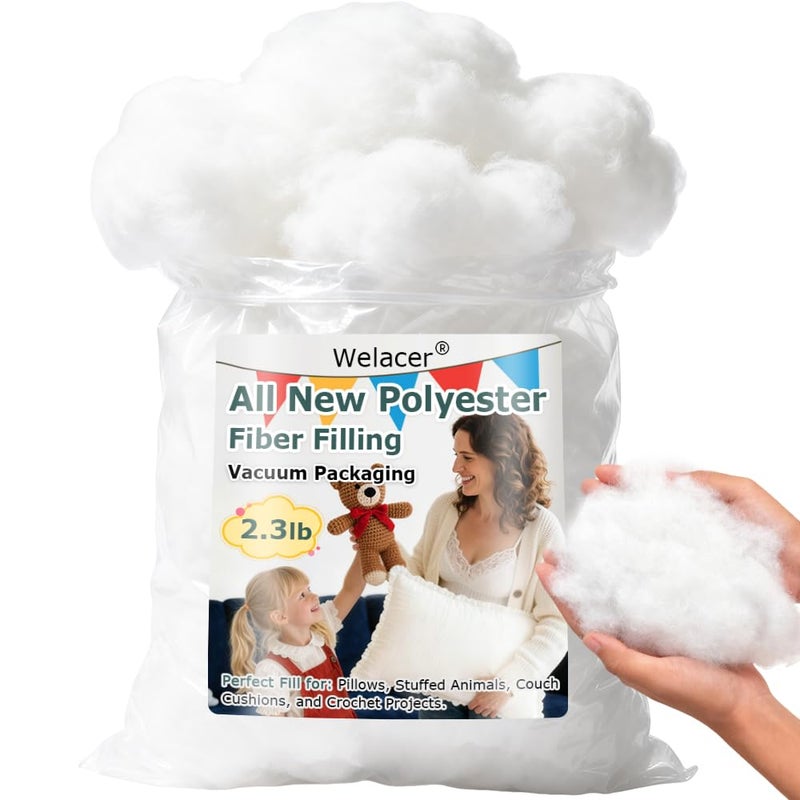 Welacer Polyfill Stuffing 36.8oz, Fluffy Pillow Stuffing for Stuffed Animals, DIY Plush Toys, Cushions, Cloud Decorations, Premium Original White Polyester Filling for Crochet Crafts - Image 1