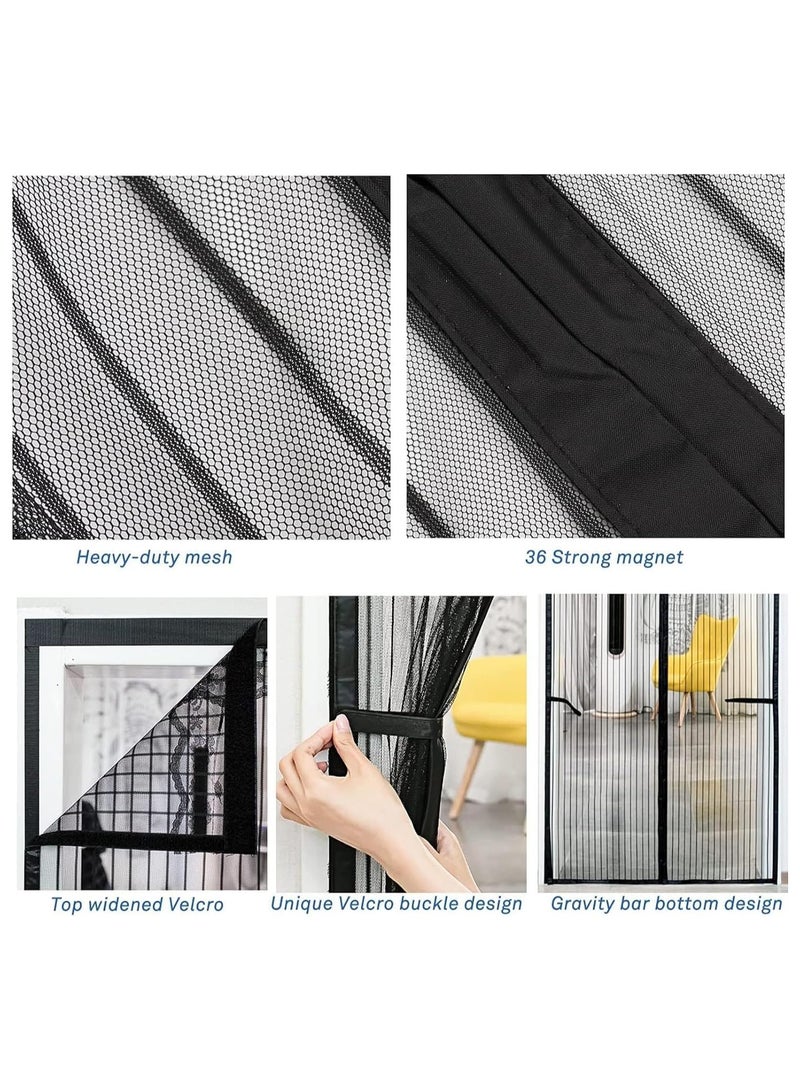 General Magnetic Screen Door，Heavy-Duty Anti Mosquito Mesh，Anti Mosquito Bug Screen Door Mesh, Suit For Bedroom/Balcony/Kitchen.(120x220cm)  - Image 3