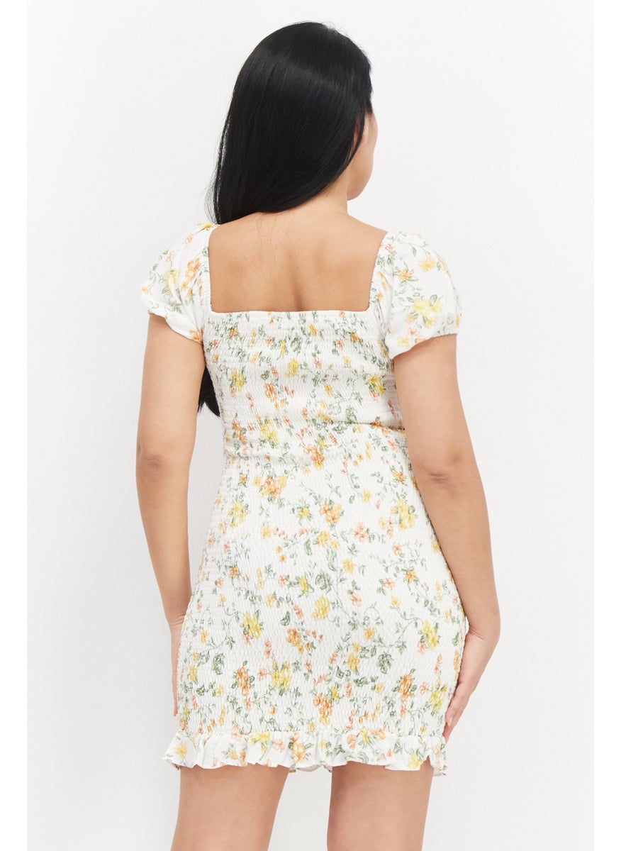 Lost + Wander - Women Floral Mini Dress, Cream Combo - Image 1