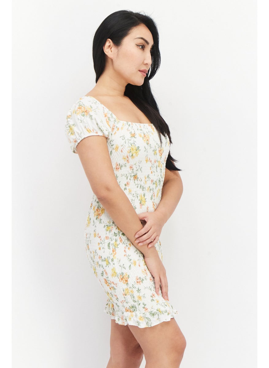 Lost + Wander - Women Floral Mini Dress, Cream Combo - Image 1