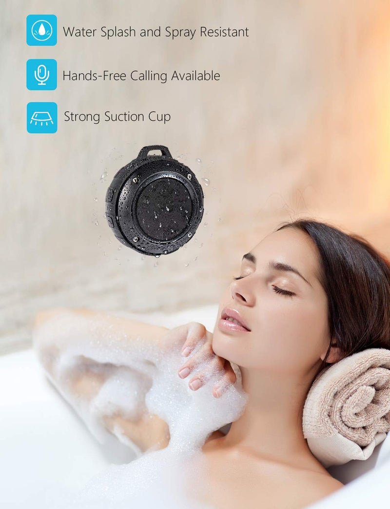 Kunodi Outdoor Waterproof Bluetooth Speaker, Wireless Portable Shower Travel Bike Speaker with Subwoofer, Enhanced Bass, Built in Mic for Bicycle Riding, Sports, Pool, Beach, Hiking (Black & Bracket) - Image 5