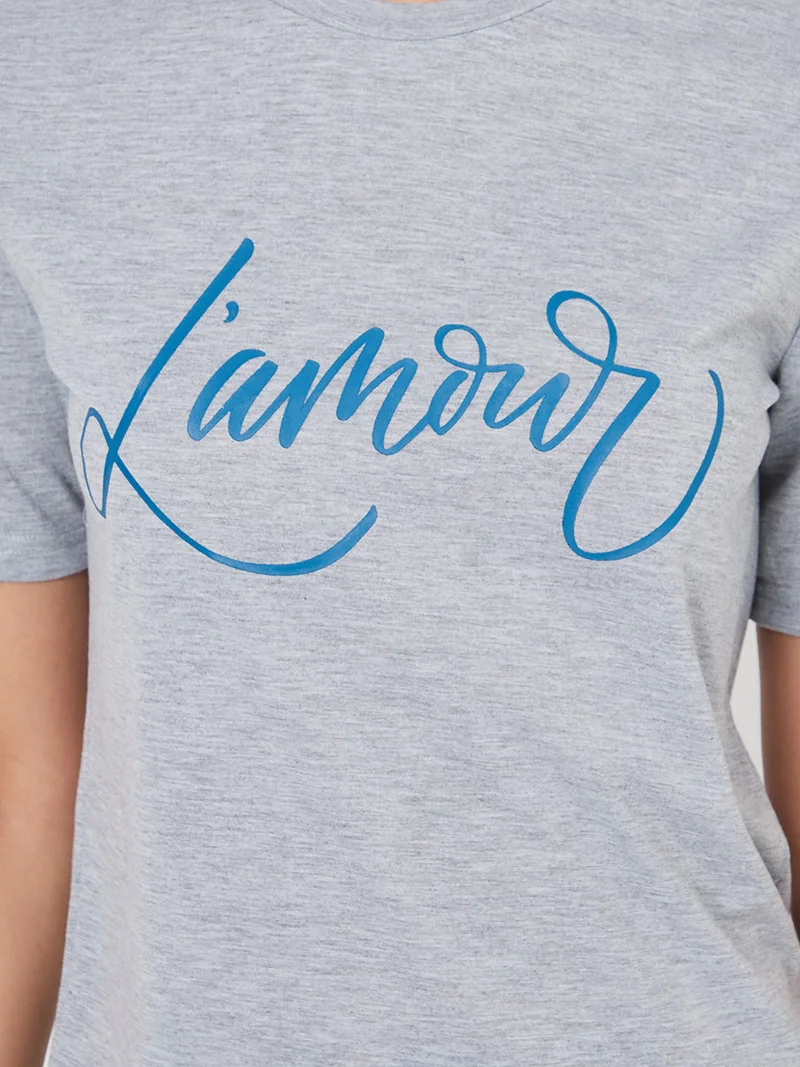 Styli Lamour Slogan T-shirt and Rosey Floral Print Pyjama Set