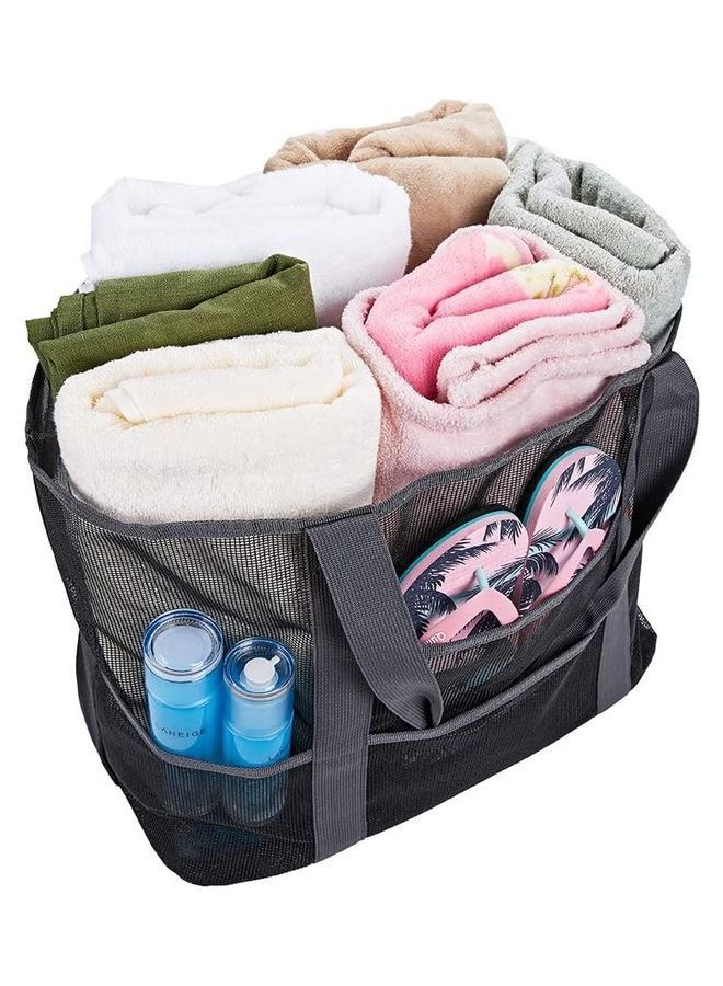 NIBEMINENT Mesh Beach Bag With Waterproof Inside Pockets 55 x 23 38cm - Image 5