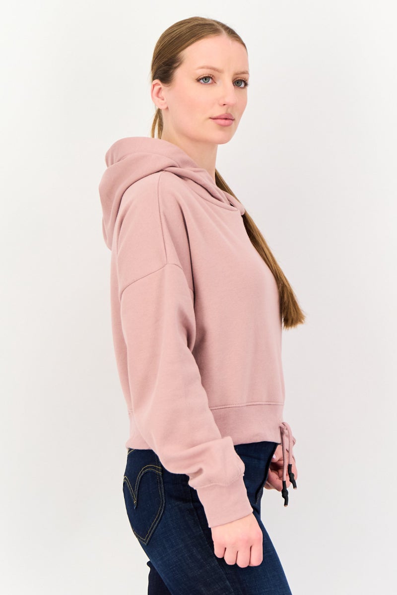 CROSSHATCH Women Solid Long Sleeve Hoodie, Dusty Pink - Image 2