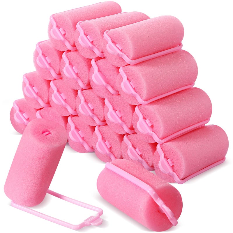 Geyoga 18 Pieces Pink Foam Hair Rollers Large Hair Curlers Sponge Rollers for Heatles to Sleep in a Curl for Womens Short and Long Hairs Styling 118 x 26 Inches - Image 2