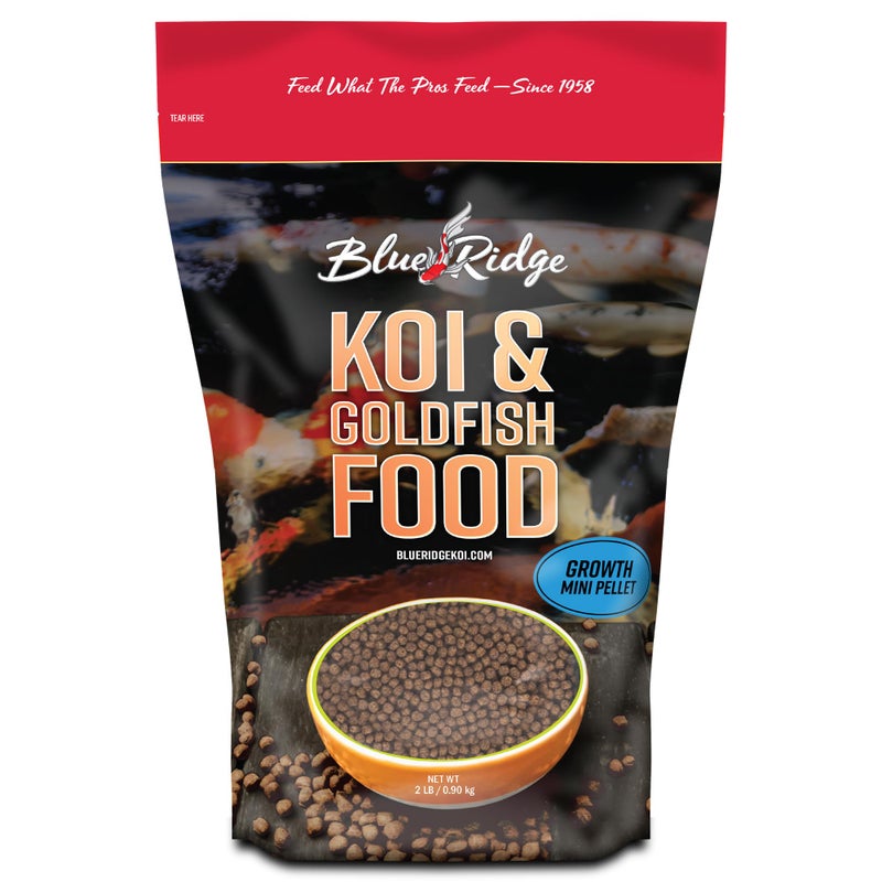 Blue Ridge Koi Fish Food 2lb - Koi Food Mini Growth Formula, Goldfish Food, Premium Fish Food for Ponds, Ponds Fish Food, Floating Pond Pellets - Image 1
