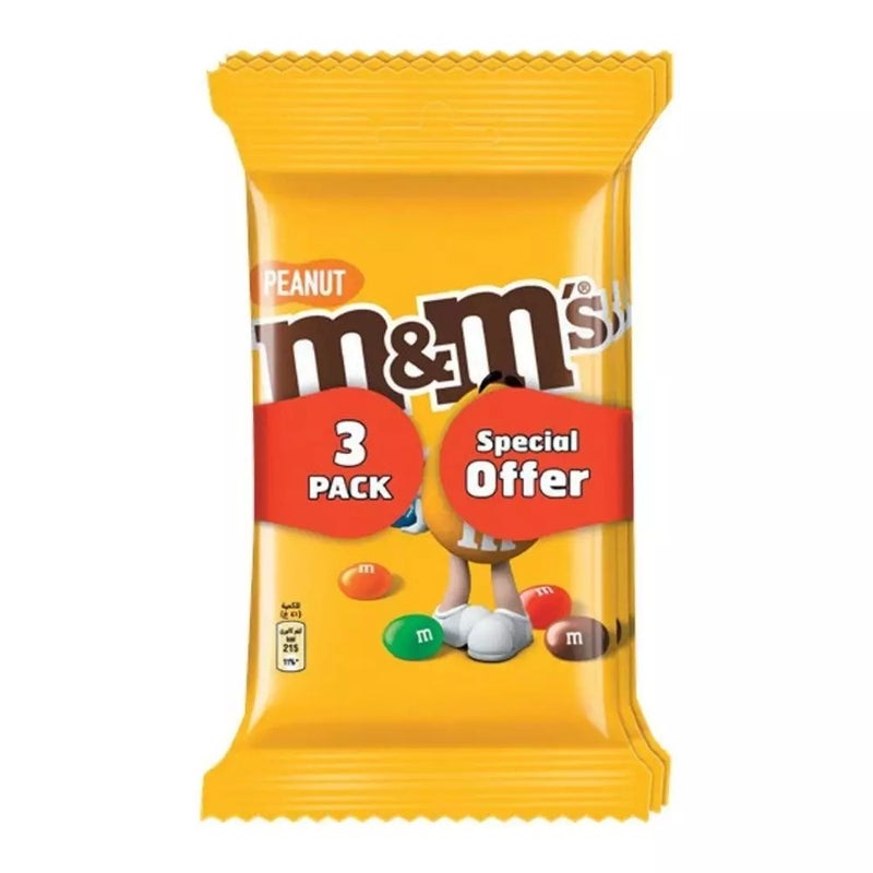 حبوب حلوى الشوكولاتة والفول السوداني M&M المغلفة بقشرة مقرمشة ملونة - 3X82 جرام