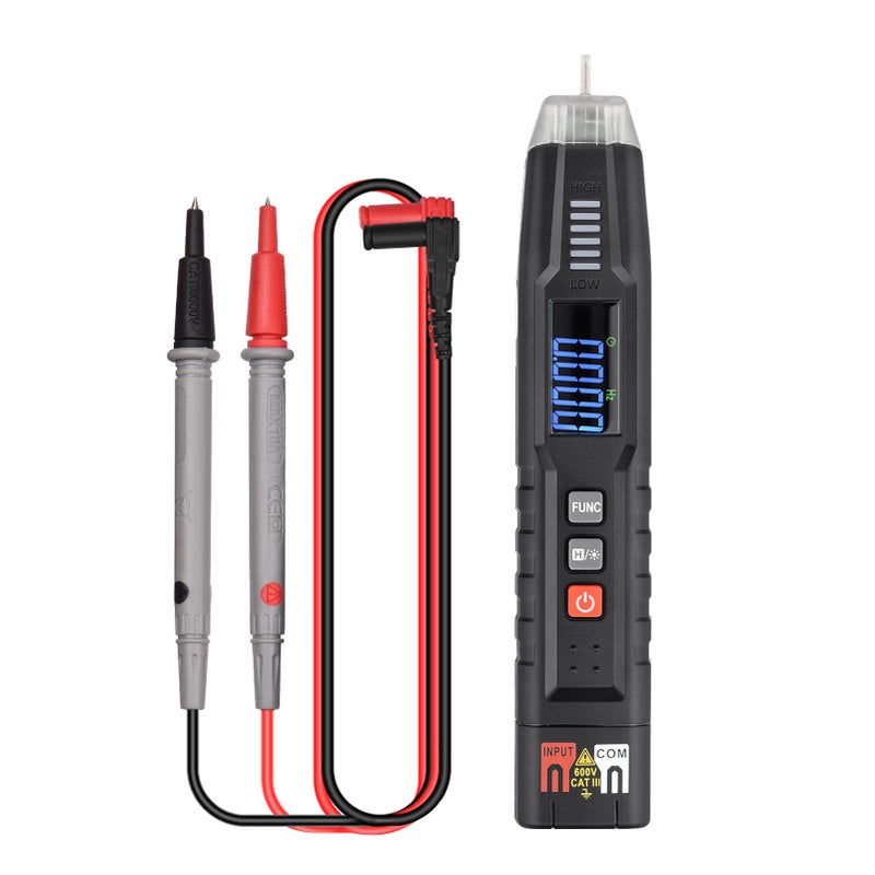 مقياس كهربائي رقمي بنقوشة HABOTEST HT122A، متعدد الوظائف المحمول الذكي، مع مقاومة حقيقية RMS، شاشة LCD مع 4000 قراءة، ومقياس NCV، ومقياس فولت ناقوشة لاختبار الجهد المباشر/المتردد والمقاومة والسعة والتردد والمرحلة - Image 1
