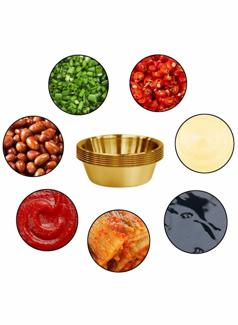 Premium Stainless Steel Sauce Dish Set, Seasoning Dishes for Sushi, Metal Ramekins, Mini Appetizer Plates, Individual Condiment Cups, 2.3OZ, 6Pcs Gold - Image 2