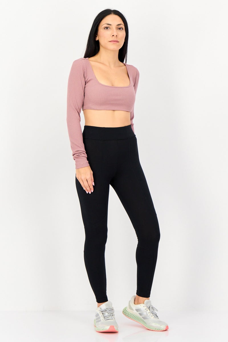 Adidas Women Sportswear Fit Long Sleeve Outdoor Top, Mauve - Image 3