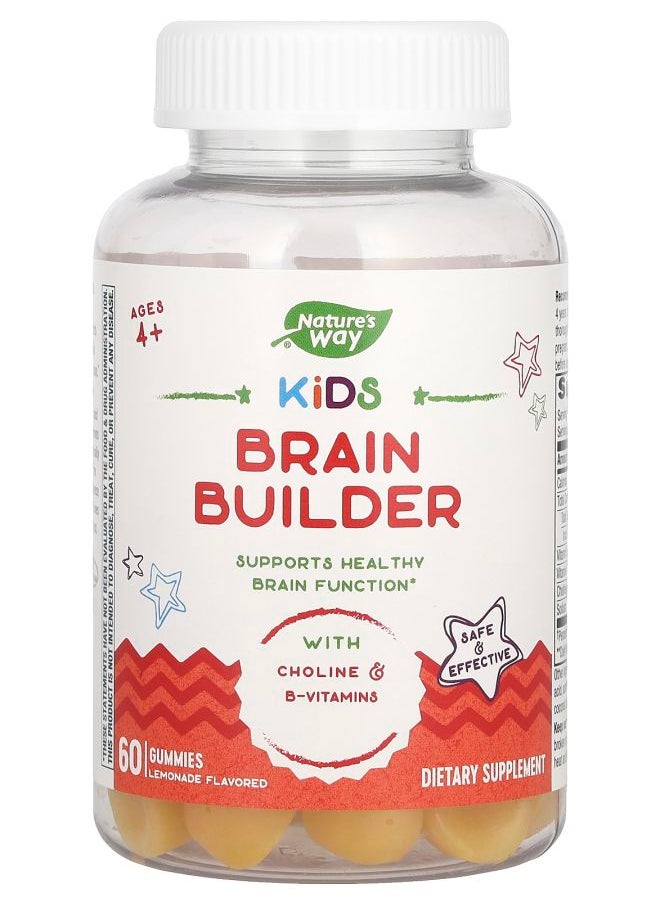 Nature's Kids Brain Builder Gummies Ages 4+ Lemonade 60 Gummies 