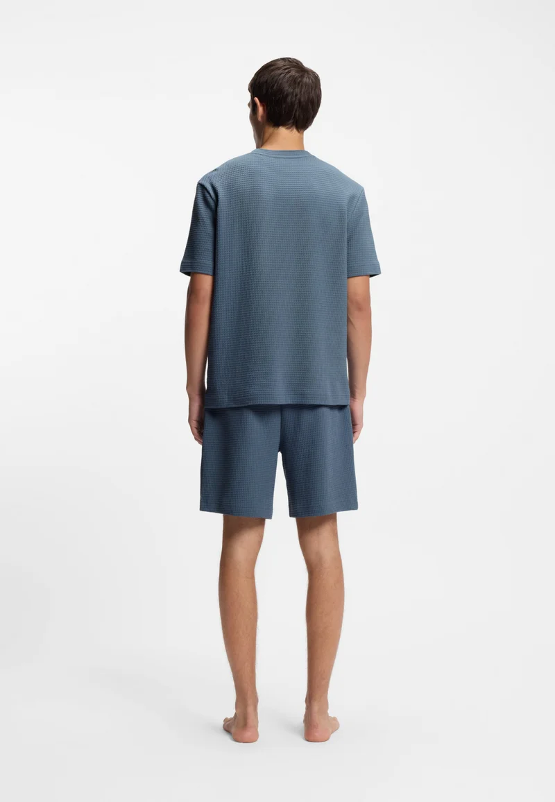 HUGO Waffle-structured pyjama T-shirt with embroidered logo