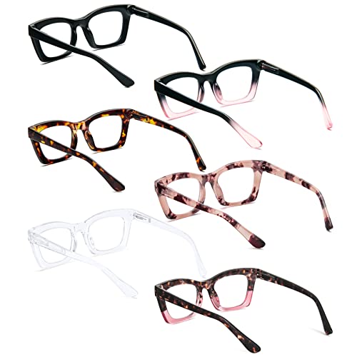 REAVEE 6 Pack Oprah Style Reading Glasses for Women Men Blue Light Blocking, Cute Square Computer Readers with Spring Hinge 1.5 - Image 3