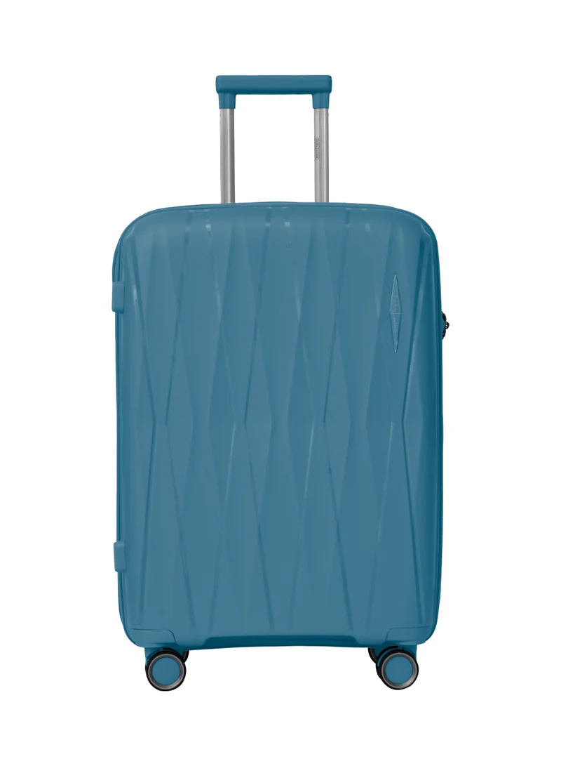 PARAJOHN PARA JOHN TRIACUT Series - 3 Piece Premium Durable Polypropylene, Lightweight & Stylish 8-Wheel Spinner Trolley 20,24,28 Sizes- Blue