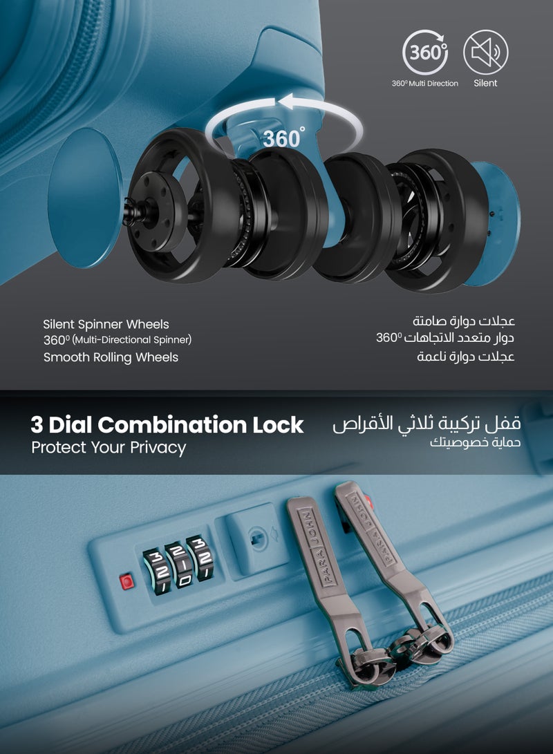 بارا جون حقيبة سفر ثلاثية من سلسلة تراي كوت من بارا جون -  قطع متينة من البولي بروبلين، خفيفة وأنيقة بعجلات دوارة ، مقاسات ، ،  - أزرق - Image 3