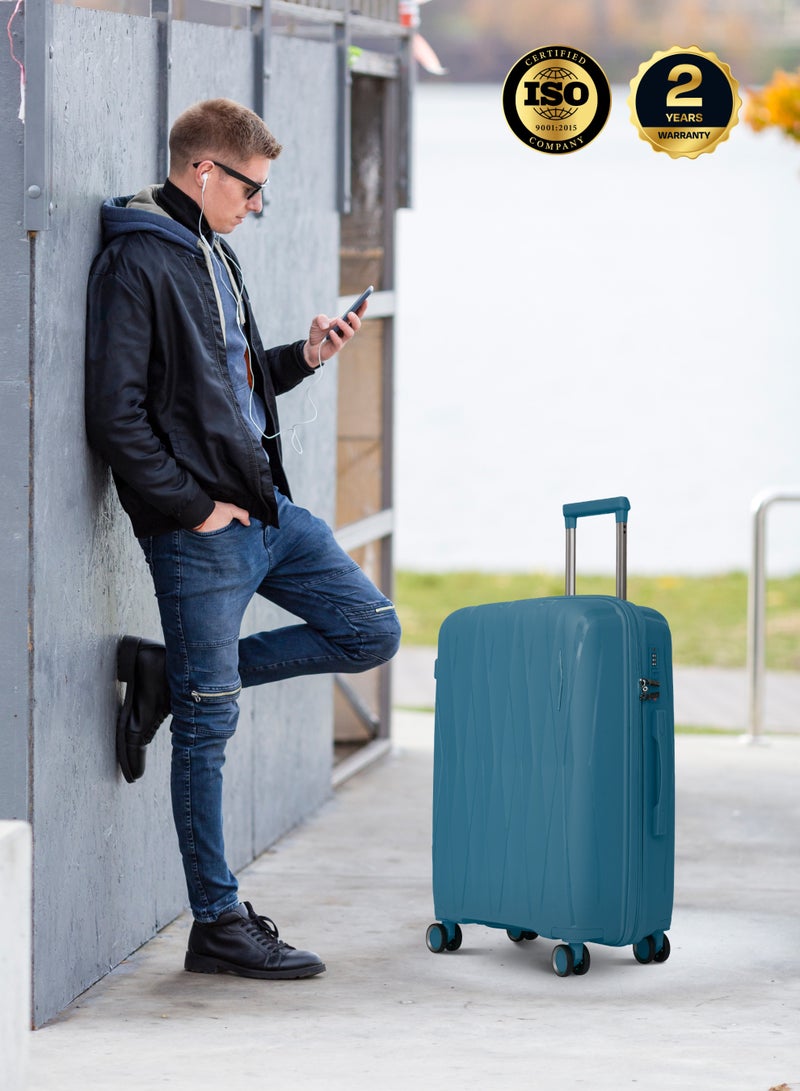 بارا جون حقيبة سفر ثلاثية من سلسلة تراي كوت من بارا جون -  قطع متينة من البولي بروبلين، خفيفة وأنيقة بعجلات دوارة ، مقاسات ، ،  - أزرق - Image 5