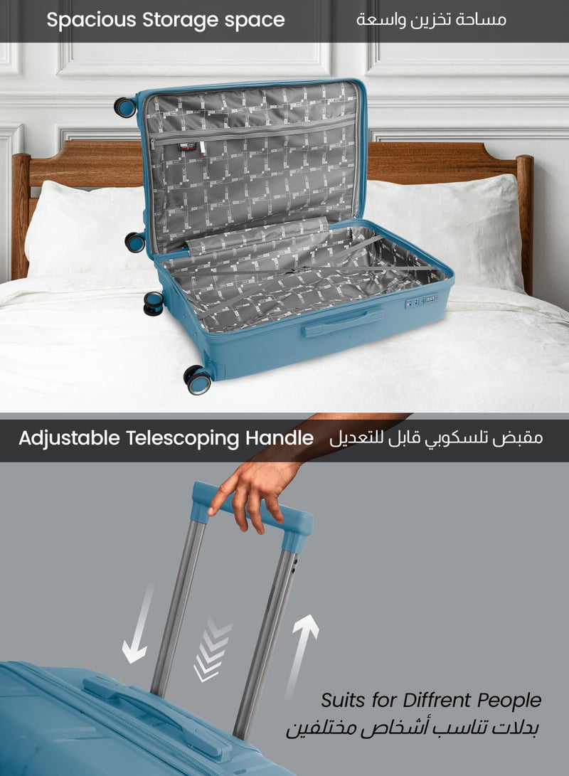 بارا جون حقيبة سفر ثلاثية من سلسلة تراي كوت من بارا جون -  قطع متينة من البولي بروبلين، خفيفة وأنيقة بعجلات دوارة ، مقاسات ، ،  - أزرق - Image 4