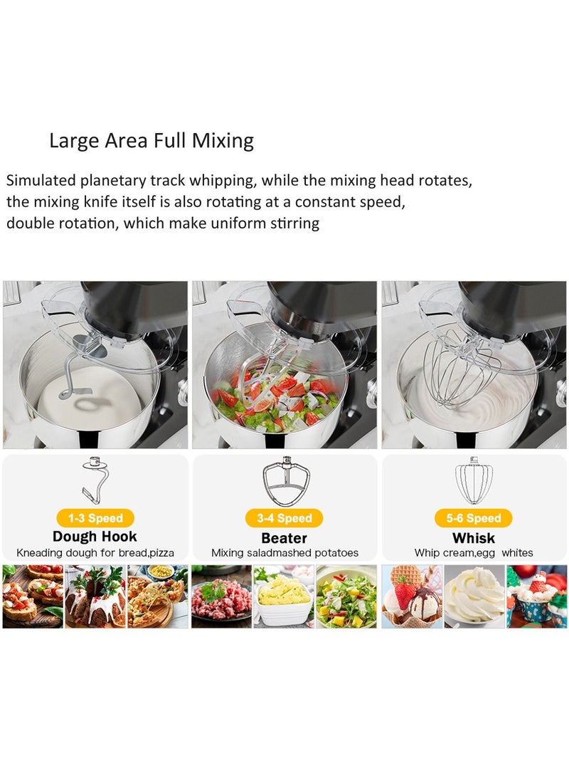 Multi Functional Stand Mixer 1200W 8 Liter Kitchen Machine 6 Speed  with Beater , Dough Hook and Wire Whip